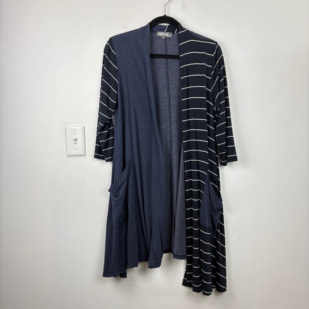 Alembika Stripe Polka Dot Patchwork Lagenlook Funky Cardigan Size 1 or US 4/6